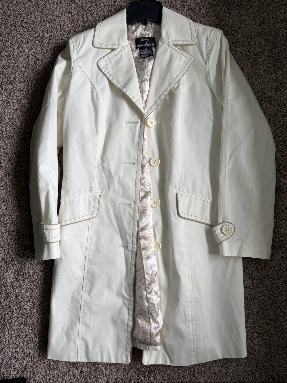 dennis basso Cream Trench Coat size XS